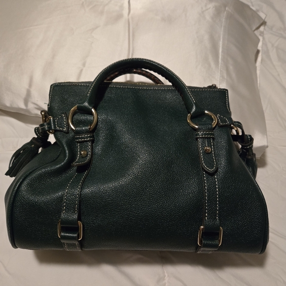 Dooney & Bourke Army Green Pebble Leather Satchel - Picture 5 of 11